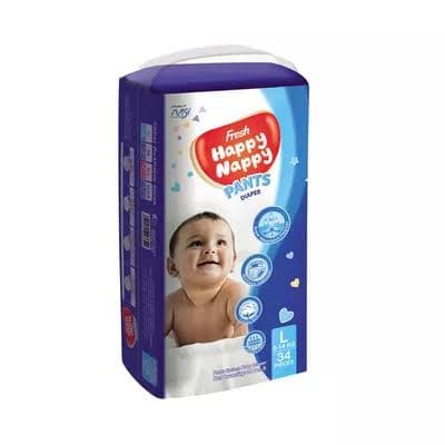 Fresh Happy Nappy Pant System Baby Diaper (L Size) (9-14Kg) (34Pcs)